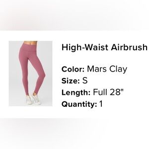Alo High-Waist Airbrush Leggings in Mars Clay, Size Small